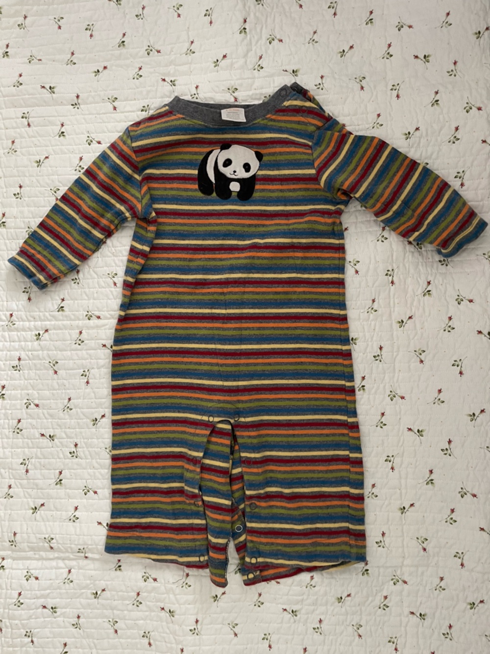 Gymboree Multicolor Striped Footie with Panda Patch